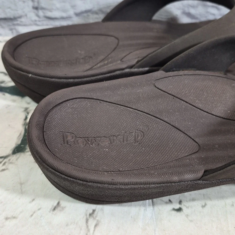 Powerstep Men's Fusion Recovery Sandals Flip Flop Tan Brown Sz 14
